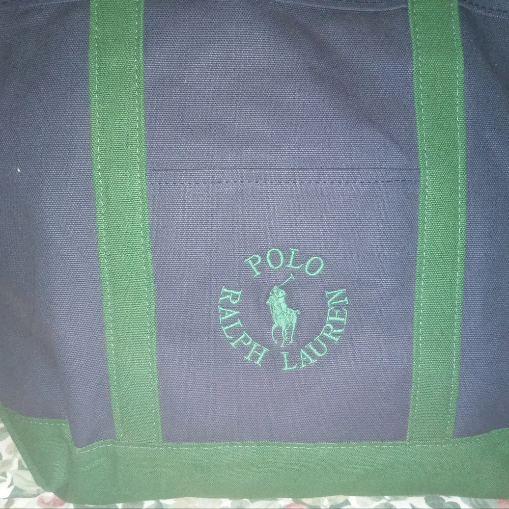New Men's Polo Canvas Blue/Green Tote Bag